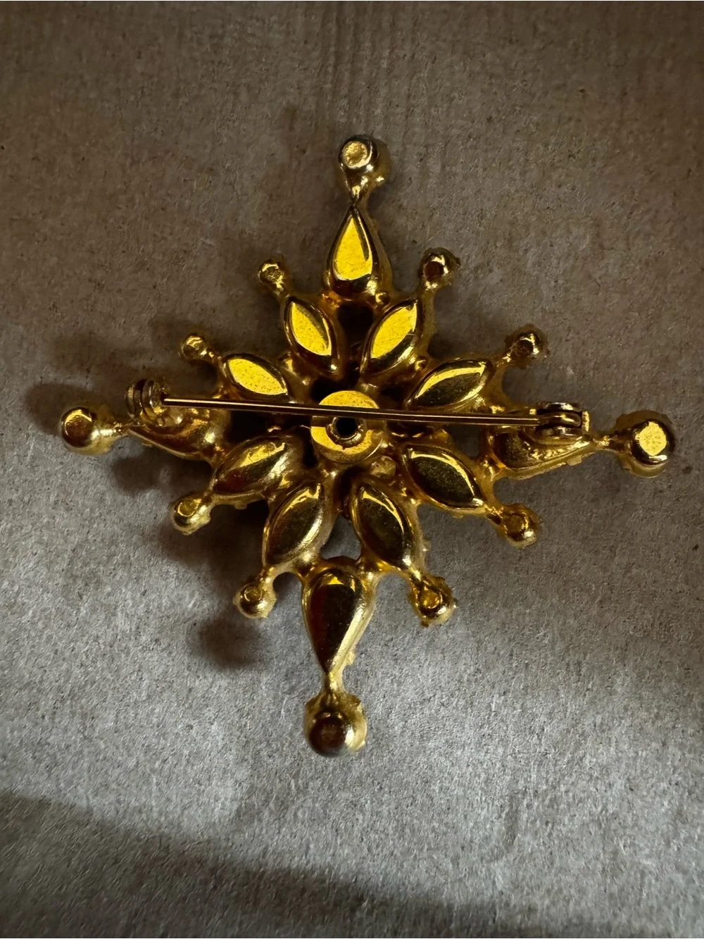 Gold-Tone Purple & Clear Crystal Snowflake Brooch